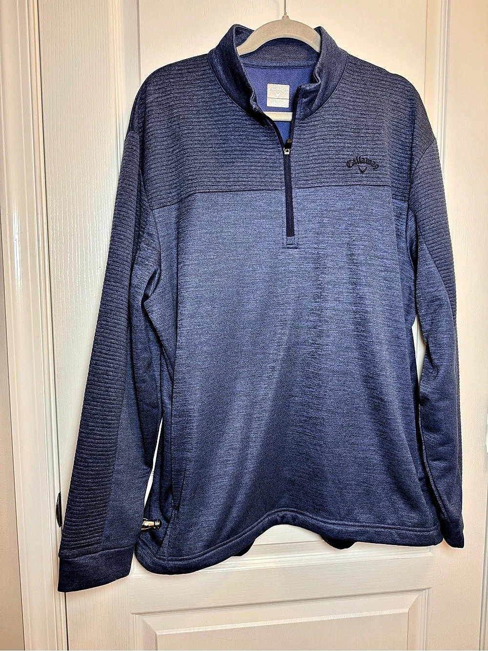 Callaway Men’s Blue Heathered 1/4 Zip Golf Pullover Long Sleeve Performance XL